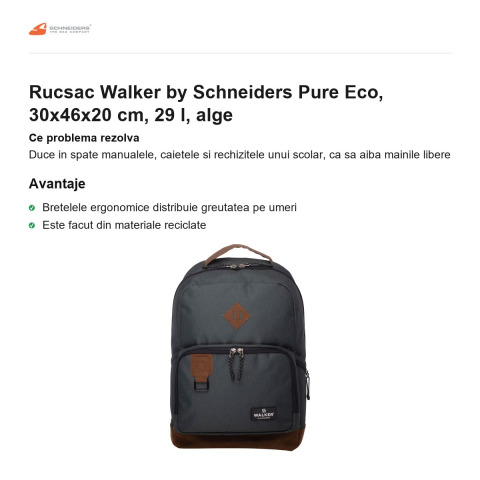 Rucsac Walker by Schneiders Pure Eco, 30x46x20 cm, 29 l, alge [1]