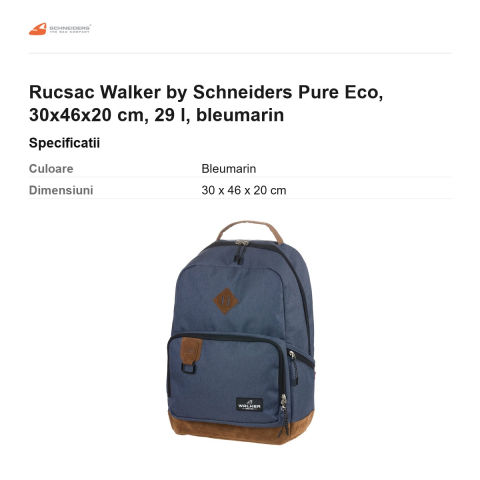 Rucsac Walker by Schneiders Pure Eco, 30x46x20 cm, 29 l, bleumarin [2]