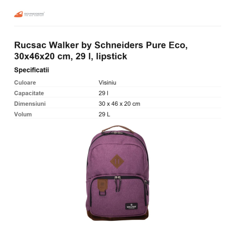 Rucsac Walker by Schneiders Pure Eco, 30x46x20 cm, 29 l, lipstick [2]