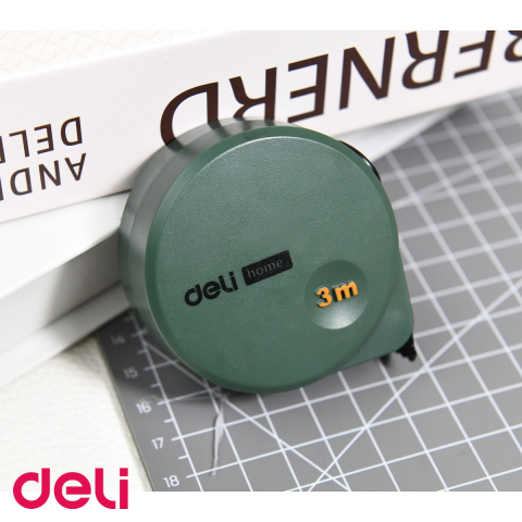 Ruleta de masurare Deli Home Series Verde, banda otel carbon 3 m x 16 mm, blocare automata, uz casnic si profesional [3]