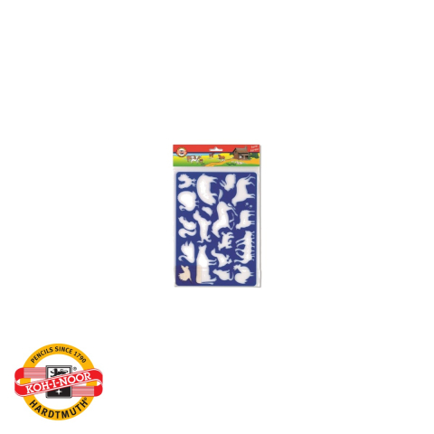 Sablon animale de ferma Koh-I-Noor, 12 forme din plastic, pentru desen si activitati scolare [0]