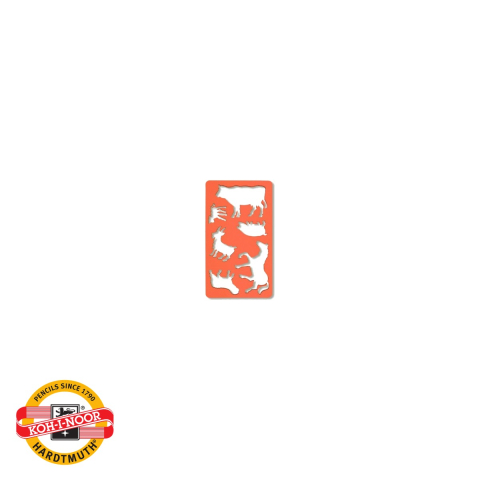 Sabloane pentru desen si creativitate - Sablon animale domestice Koh-I-Noor, 6 forme din plastic, pentru desen si activitati scolare