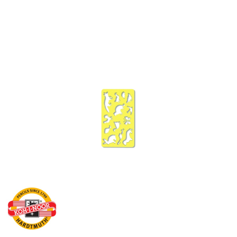 Birotica papetarie - Sablon animale mici Koh-I-Noor, 13 forme diverse, din plastic, pentru desen si activitati creative