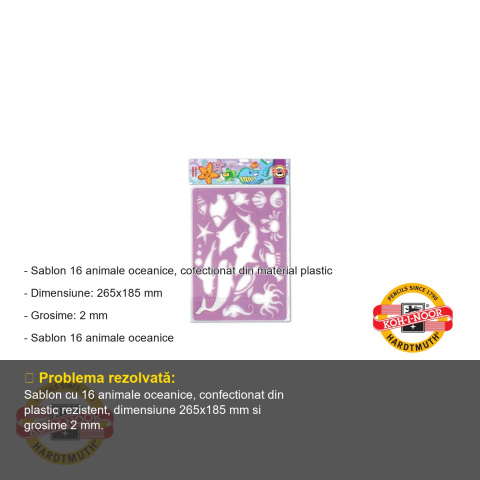 Sablon animale ocean Koh-I-Noor, 16 forme marine, pentru desen si activitati scolare [1]