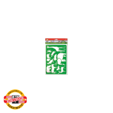 Sablon animale safari Koh-I-Noor, 12 forme, plastic, pentru desen si activitati creative [0]