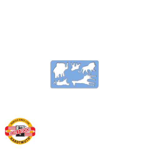 Sablon animale salbatice Koh-I-Noor, set 5 forme din plastic, pentru desen si activitati scolare [0]
