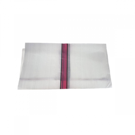 Saci menajeri - Sac rafie, 70x112cm, alb cu dunga rosie