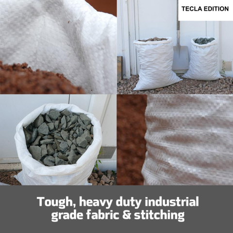 Sac rafie polipropilena rezistent, 50 x 100 cm, pentru ambalare si transport, utilizare agricultura si constructii, alb cu dunga rosie [2]