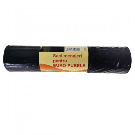 Saci menajeri - Set 10 saci menajeri pentru euro-pubele, 240 l, dimensiuni 110 x 125 cm, negri