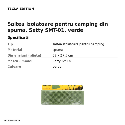 Saltea izolatoare pentru camping din spuma, Setty SMT-01, verde [2]