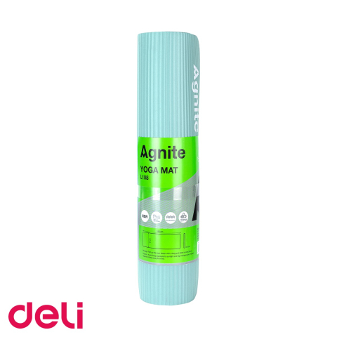 Yoga, Pilates & Fitness - Saltea yoga Deli Agnite, material NBR anti-alunecare, cu husa transport inclusa, turcoaz, 183x61x0.8 cm