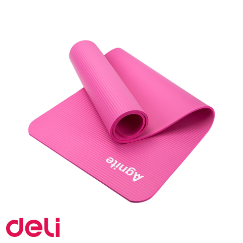 Yoga, Pilates & Fitness - Saltea yoga Deli, material NBR anti-alunecare, 183x61x1 cm, cu husa transport inclusa, roz