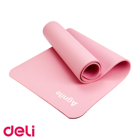 Saltea yoga Deli, material NBR anti-alunecare, cu husa transport inclusa, roz, 183x61x0.8 cm [3]