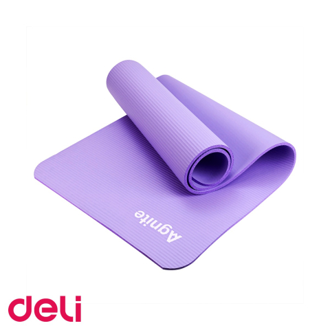 Yoga, Pilates & Fitness - Saltea yoga Deli, material NBR anti-alunecare, cu husa transport inclusa, violet, 183x61x0.8 cm