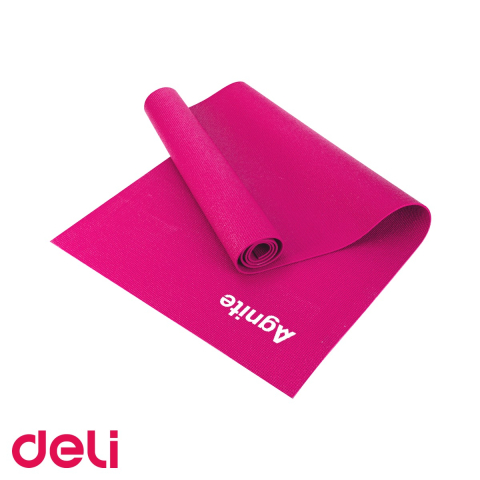 Yoga, Pilates & Fitness - Saltea yoga Deli, material PVC anti-alunecare, 173x61x0.3 cm, roz, cu curea transport inclusa