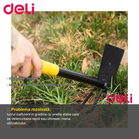 Sapaliga 2 in 1 Deli, metal forjat cu tratament termic, unealta multifunctionala pentru gradinarit [1]