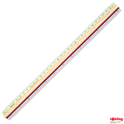 Instrumente de geometrie - Scarar de Proiectare T9 Rotring Triangular, Forma Ergonomică cu 6 Scari Metrice, pentru Desen Tehnic si Ingineresc