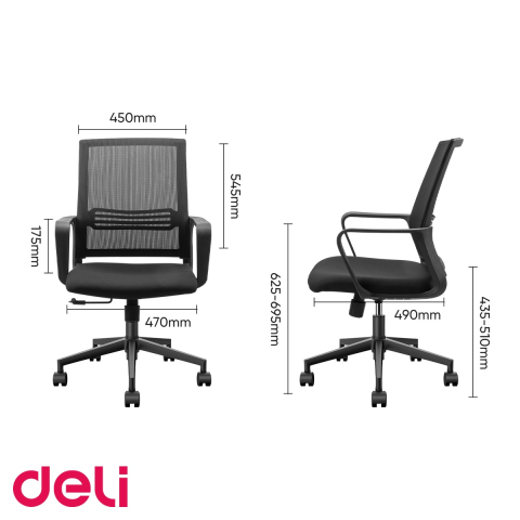 Scaun de birou Deli 4501 cu spatar mesh, cotiera fixa si reglaj inaltime, pentru spatii de lucru [3]