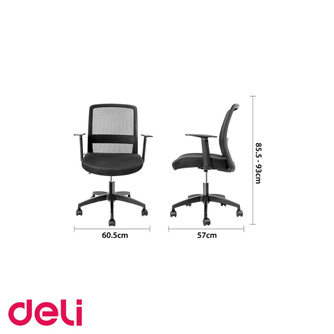 Scaun de birou Deli 87080 cu spatar mesh, cotiera fixa si inaltime reglabila, pentru spatii de lucru moderne [3]