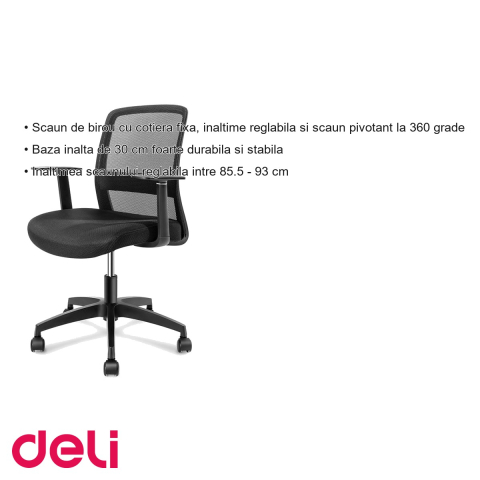 Scaun de birou Deli 87080 cu spatar mesh, cotiera fixa si inaltime reglabila, pentru spatii de lucru moderne [2]
