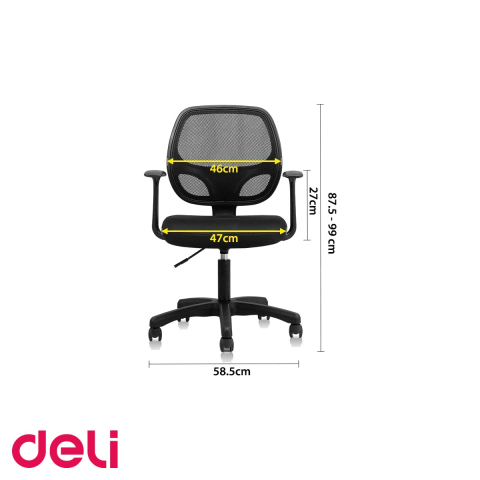 Scaun de birou ergonomic Deli 4900, spatar mesh, rotire 360 grade, reglabil pe inaltime [3]
