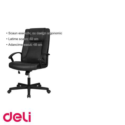Scaun de birou executiv Deli 4514, tapiterie imitatie piele, ergonomic, reglabil pe inaltime, pentru birou [2]