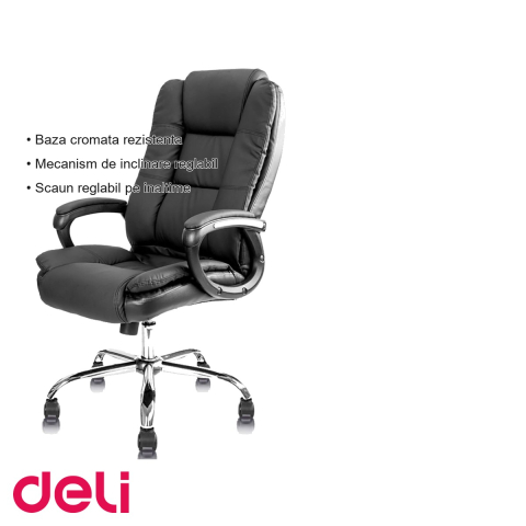 Scaun directorial Deli 4913S, imitatie piele, ergonomic cu 3 zone de presiune, pentru birou [2]