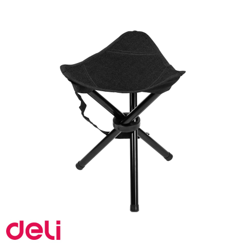 Birou & Ergonomie - Scaun pliabil mini Deli, 3 picioare, material 600D, pentru camping, pescuit si picnic