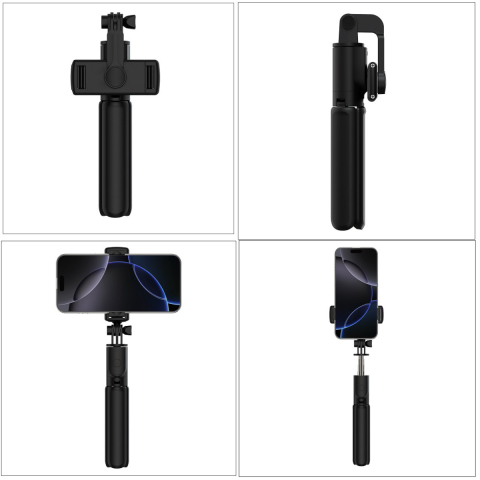 Selfie Stick Bluetooth cu Stativ Integrat ES083 - Telecomanda Wireless, Brat Extensibil 70 cm, Compatibil iPhone & Android [3]