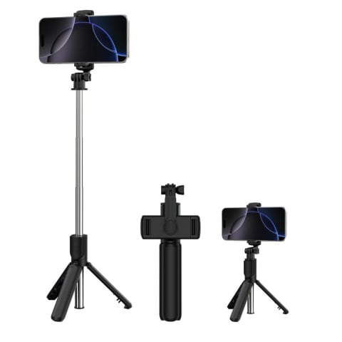 Accesorii Diverse - Selfie Stick Bluetooth cu Stativ Integrat ES083 - Telecomanda Wireless, Brat Extensibil 70 cm, Compatibil iPhone & Android