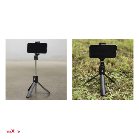 Selfie stick Maxlife Bluetooth tripod MXST-100, tija 69 cm, rotire 360 ​​°, telecomanda,  Negru [4]
