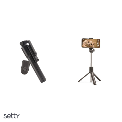 Selfie stick Setty bluetooth tripod SBST-02 SS-BS-21, tija 67 cm, distanta intre brate 60-95 mm, rotire 360 ​​°, Negru [3]
