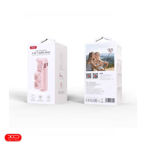 Selfie stick XO Bluetooth tripod SS29, tija 64 cm, rotire 360 ​​°, telecomanda Roz [3]