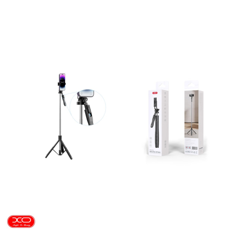 Selfie stick XO Bluetooth v.4.2 tripod SS15, tija 33.6 - 180 cm, rotire 360 ​​°, telecomanda, pentru ecrane intre 4.2 si 6.7 inch, Negru [3]