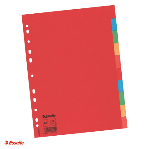 Indecsi si separatoare pentru dosare - Separatoare Esselte, carton, A4, 10 taste, fara sumar, pentru arhivare, multicolor