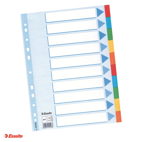 Indecsi si separatoare pentru dosare - Separatoare Esselte, carton, A4, 10 taste, pentru arhivare, multicolor