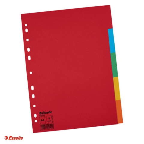 Indecsi si separatoare pentru dosare - Separatoare Esselte, carton, A4, 5 taste, fara sumar, pentru arhivare, multicolor