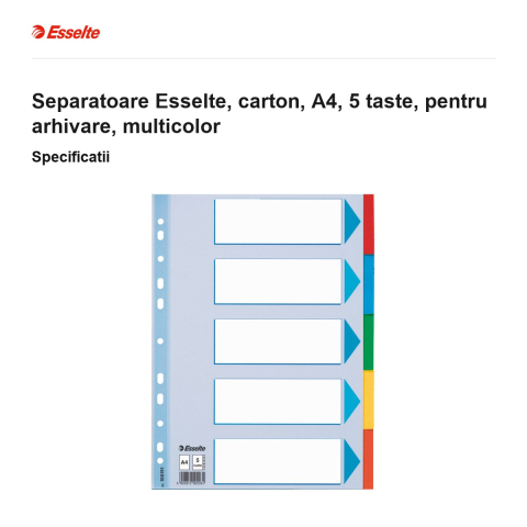 Separatoare Esselte, carton, A4, 5 taste, pentru arhivare, multicolor [2]
