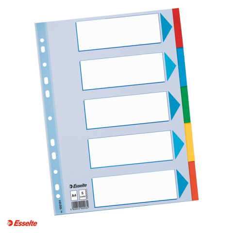 Indecsi si separatoare pentru dosare - Separatoare Esselte, carton, A4, 5 taste, pentru arhivare, multicolor