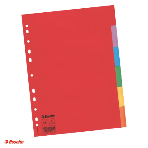 Indecsi si separatoare pentru dosare - Separatoare Esselte, carton, A4, 6 taste, fara sumar, pentru arhivare, multicolor