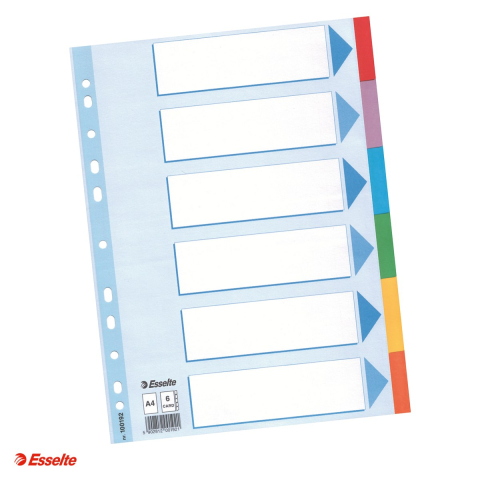 Indecsi si separatoare pentru dosare - Separatoare Esselte, carton, A4, 6 taste, pentru arhivare, multicolor
