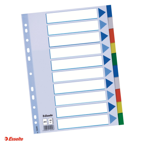 Indecsi si separatoare pentru dosare - Separatoare Esselte, plastic, A4, 10 taste, pentru arhivare, multicolor