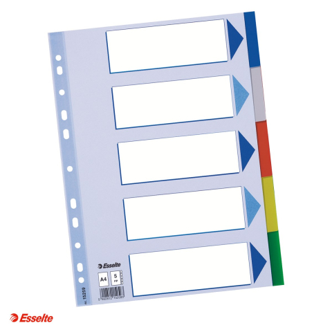 Indecsi si separatoare pentru dosare - Separatoare Esselte, plastic, A4, 5 taste, pentru arhivare, multicolor