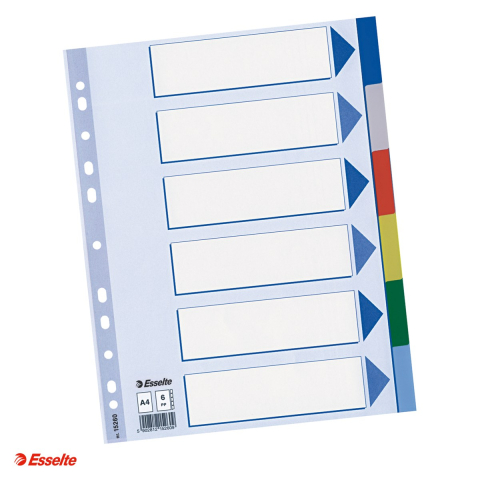 Indecsi si separatoare pentru dosare - Separatoare Esselte, plastic, A4, 6 taste, pentru arhivare, multicolor