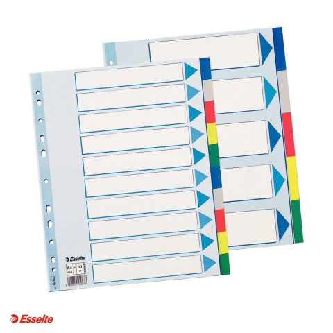 Indecsi si separatoare pentru dosare - Separatoare Esselte, plastic, A4 MAXI, 10 taste, pentru arhivare, multicolor