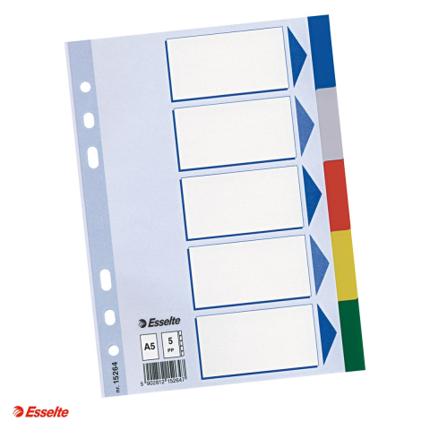 Indecsi si separatoare pentru dosare - Separatoare Esselte, plastic, A5, 5 taste, pentru arhivare, multicolor