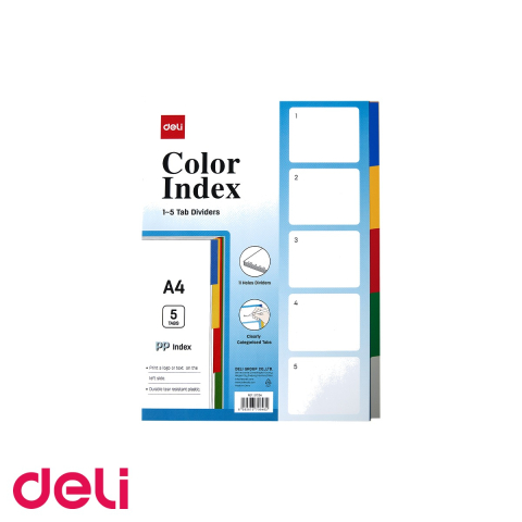 Indecsi si separatoare pentru dosare - Separatoare index plastic 1-5 Deli, format A4, din polipropilena, pentru organizare documente
