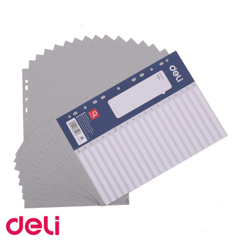 Separatoare index plastic A-Z Deli, format A4, 11 perforatii, pentru organizare documente in bibliorafturi [3]
