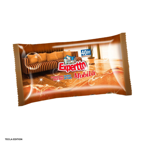 Servetele si prosoape din hartie - Servetele umede Expertto pentru mobila, 40 bucati, indeparteaza praful, murdaria si amprentele, pentru lemn, MDF, furnir si lac