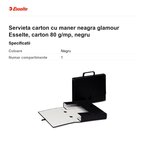 Servieta carton cu maner neagra glamour Esselte, carton 80 g/mp, negru [2]